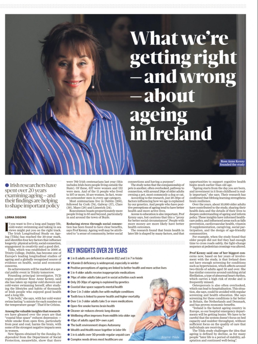 Sunday Independent coverage of TILDA at 20