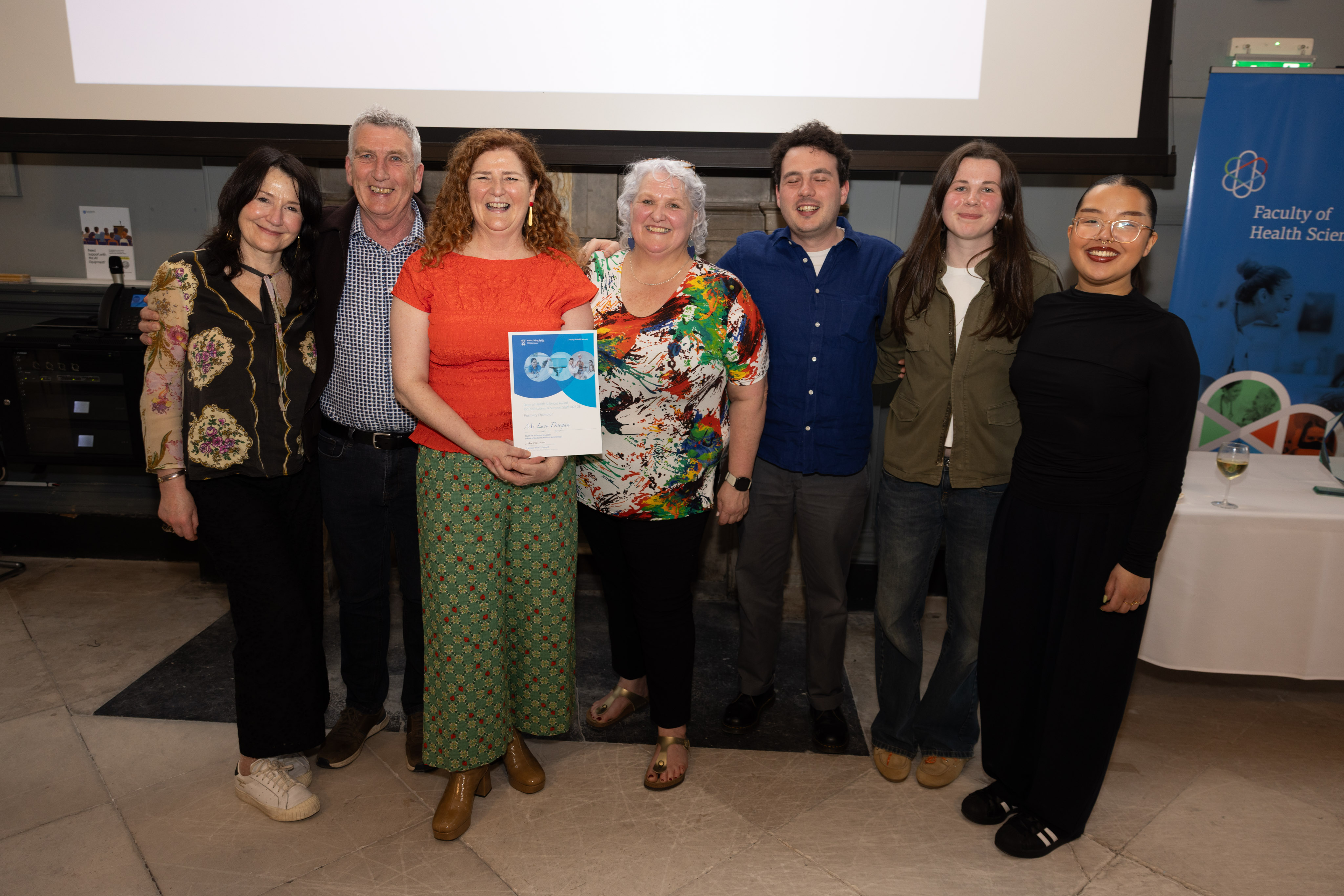 Lucy Doogan celebrating her award with family and friends